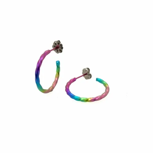 Small Twisted Rainbow Hoop Earrings